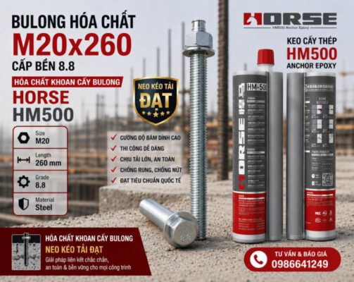 Bulong hóa chất M20x260 KeoHM 500 